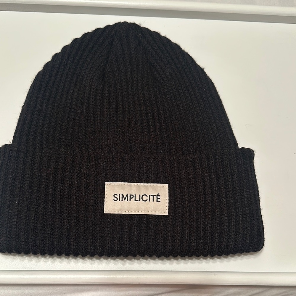 Divided Black Knit Beanie Hat